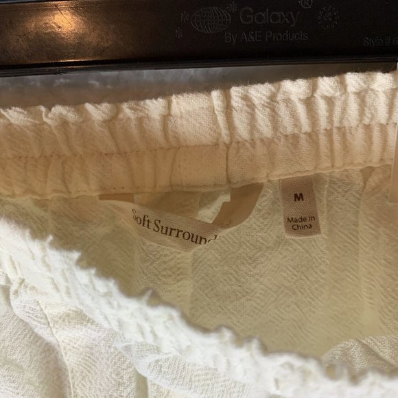 Soft Surroundings Pants Women's Medium Ivory Cotton Pull On Wide Leg 7811 - Picture 5 of 9